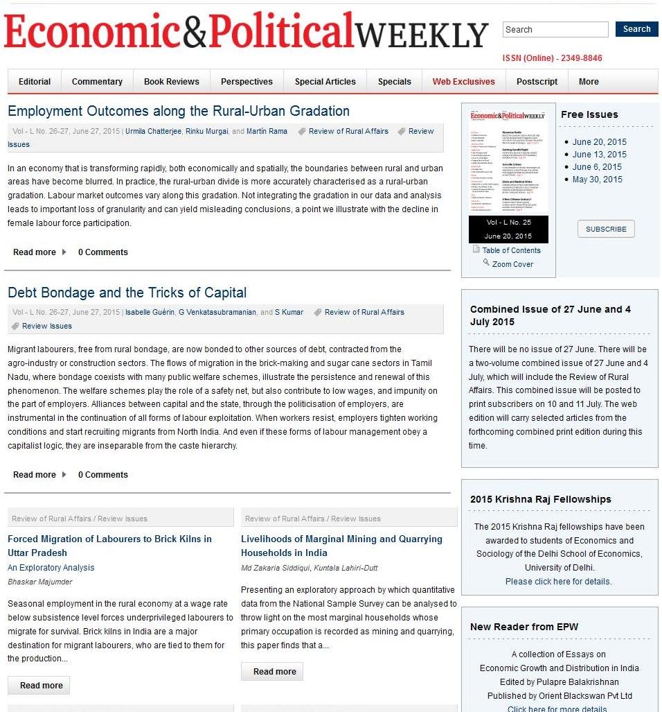 Economic And Political Weekly (Epw)