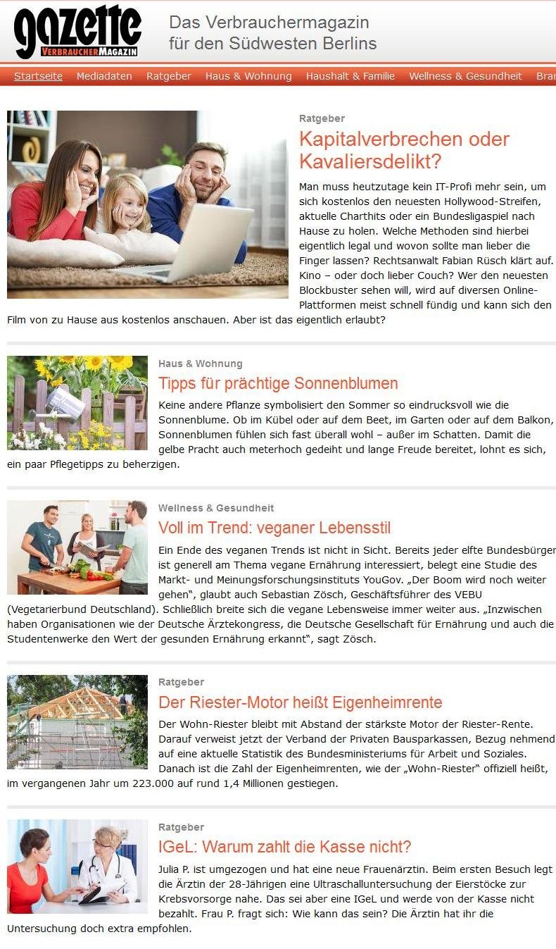 Gazette Verbraucher Magazin