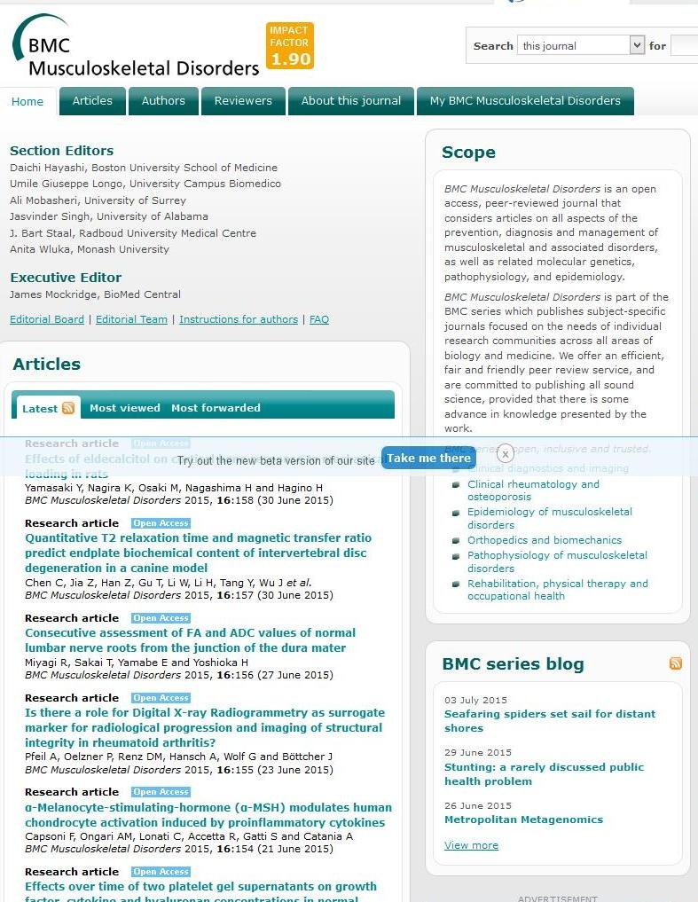 Bmc Musculoskeletal Disorders