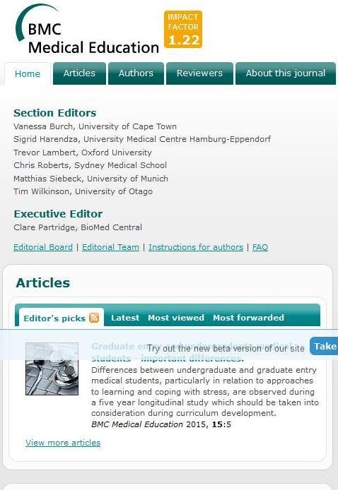 Bmc Medical Education magazine
