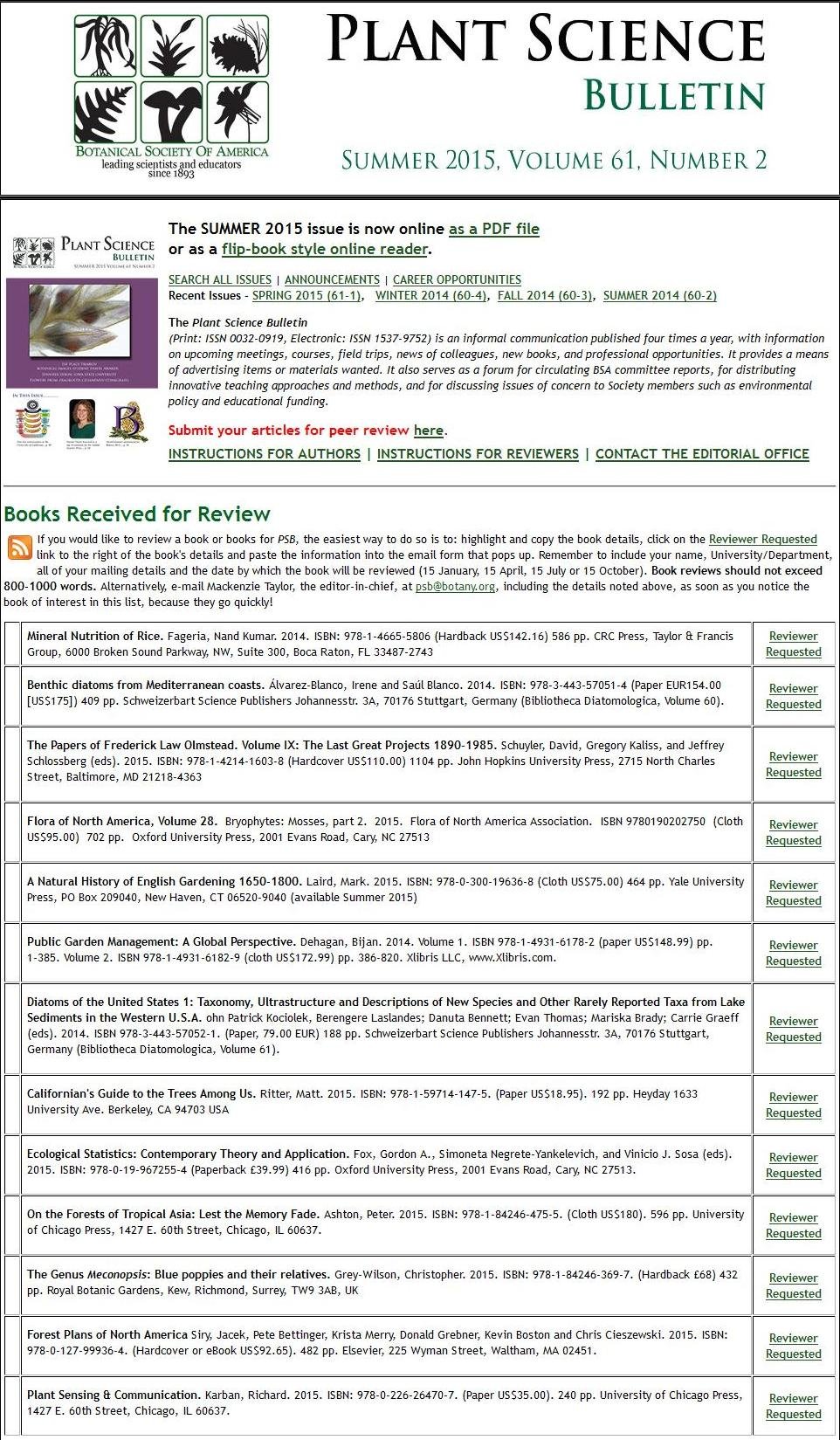 Plant Science Bulletin Magazine