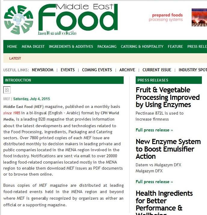 Middle East Food (Mef) Magazine