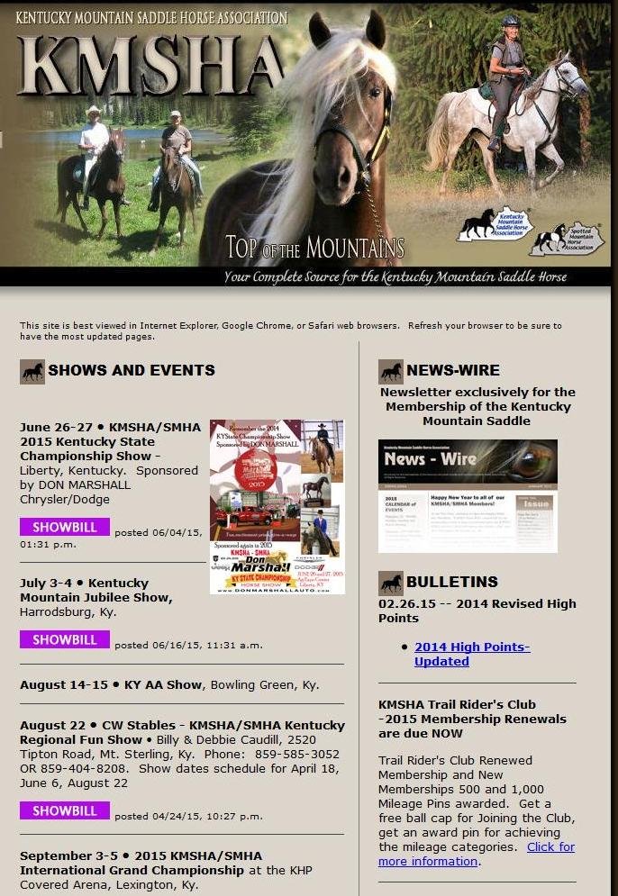 Kentucky Mountain Saddle Horse News Kmsha