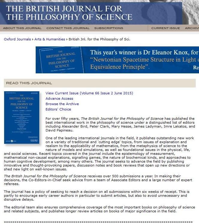 The British Journal For The Philosophy Of Science