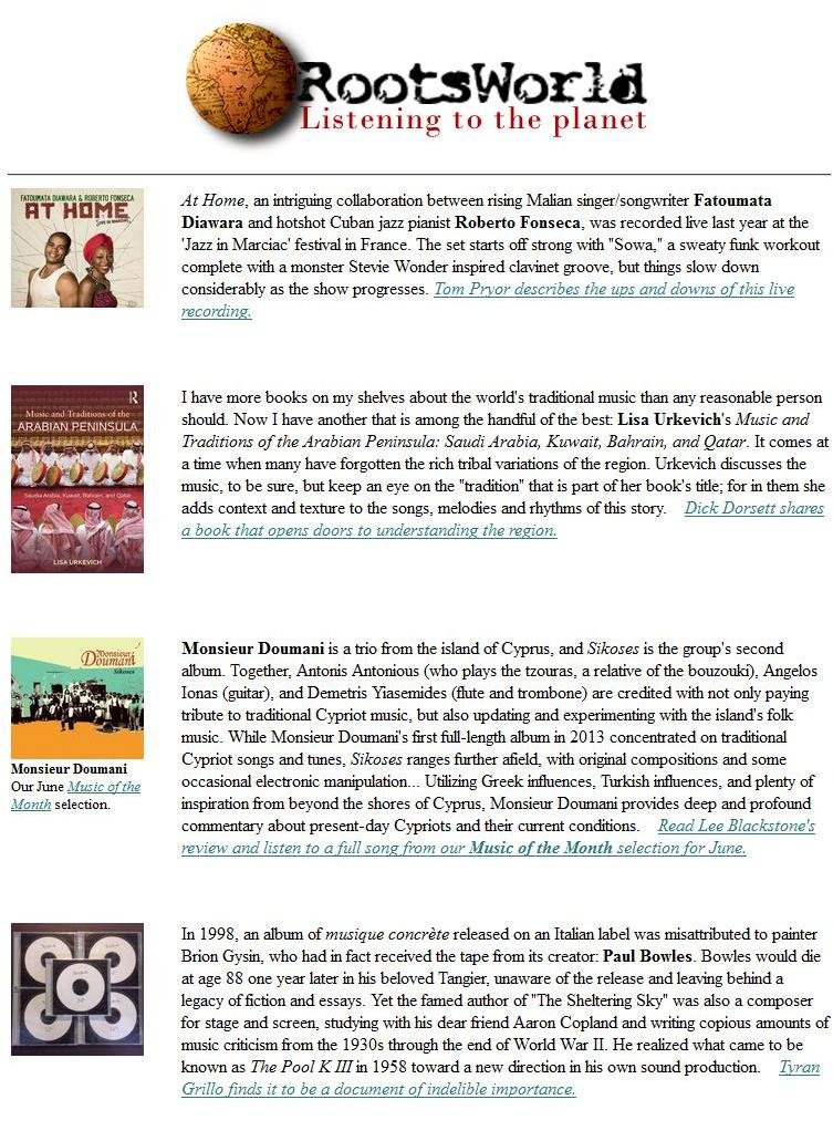 Roots World live magazine Roots World