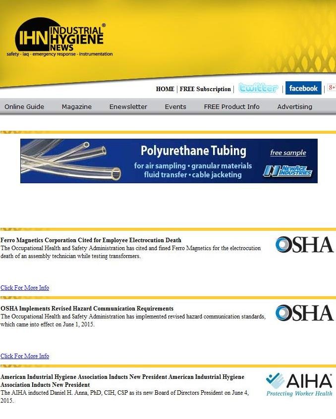 Industrial Hygene News