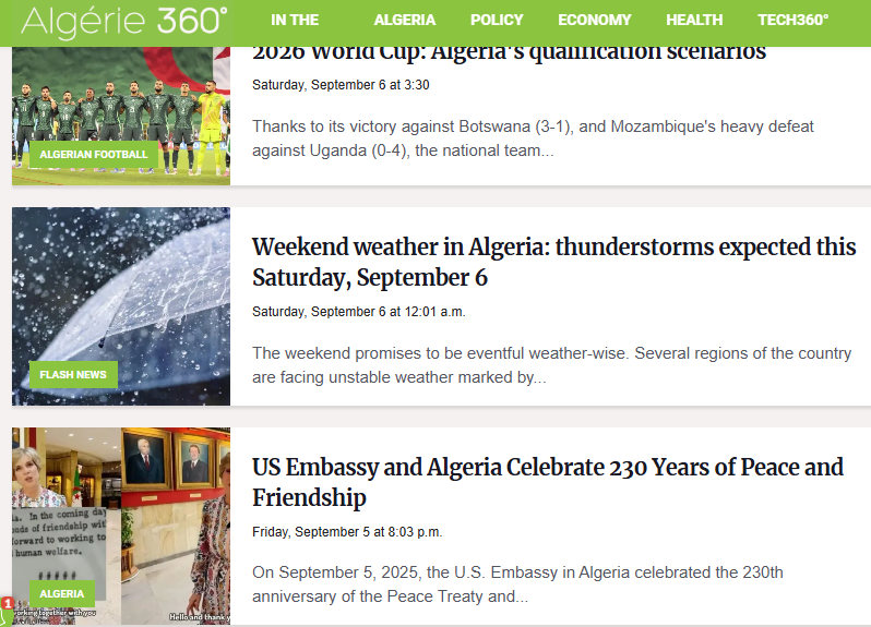Algerie 360 news live