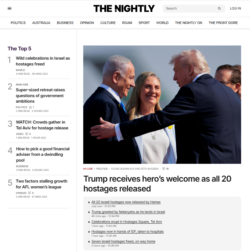 The Nightly news live