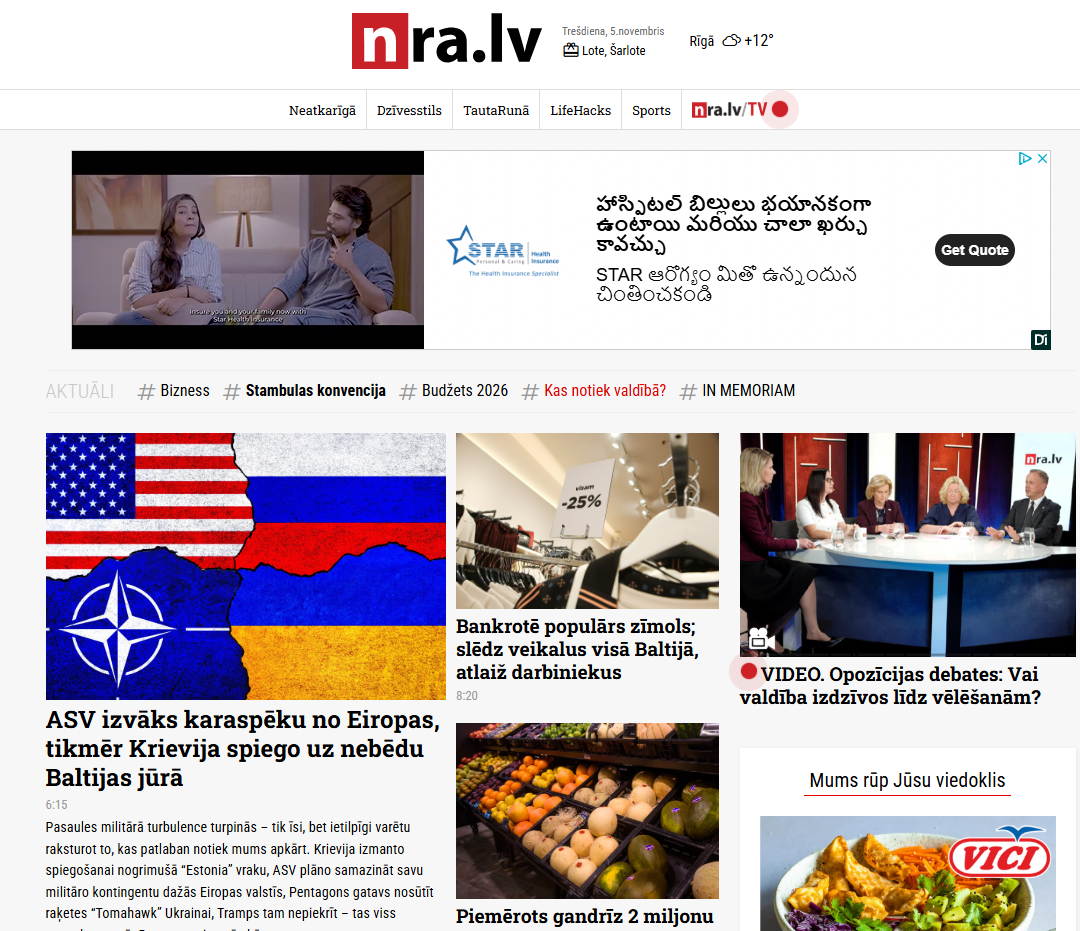 Neatkariga Rita Avize news live