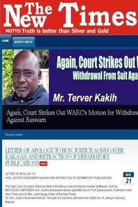 The New Times Nigeria news live