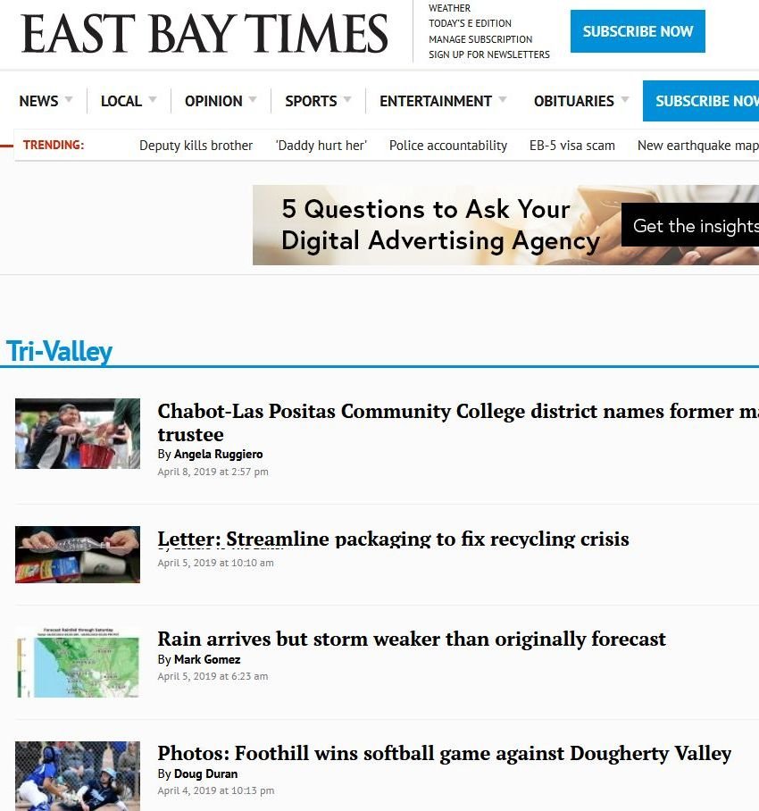 Tri Valley Herald news live