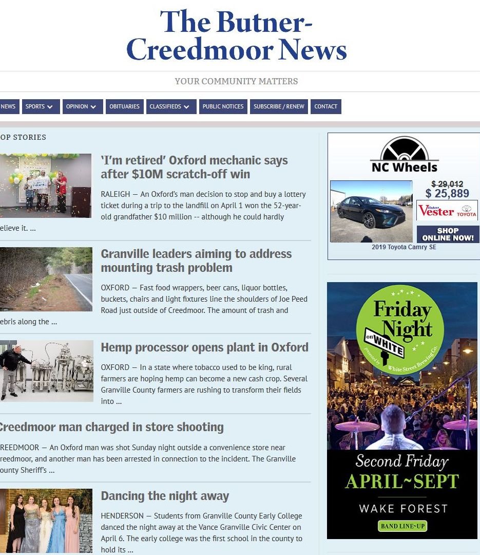 Butner Creedmoor News news live