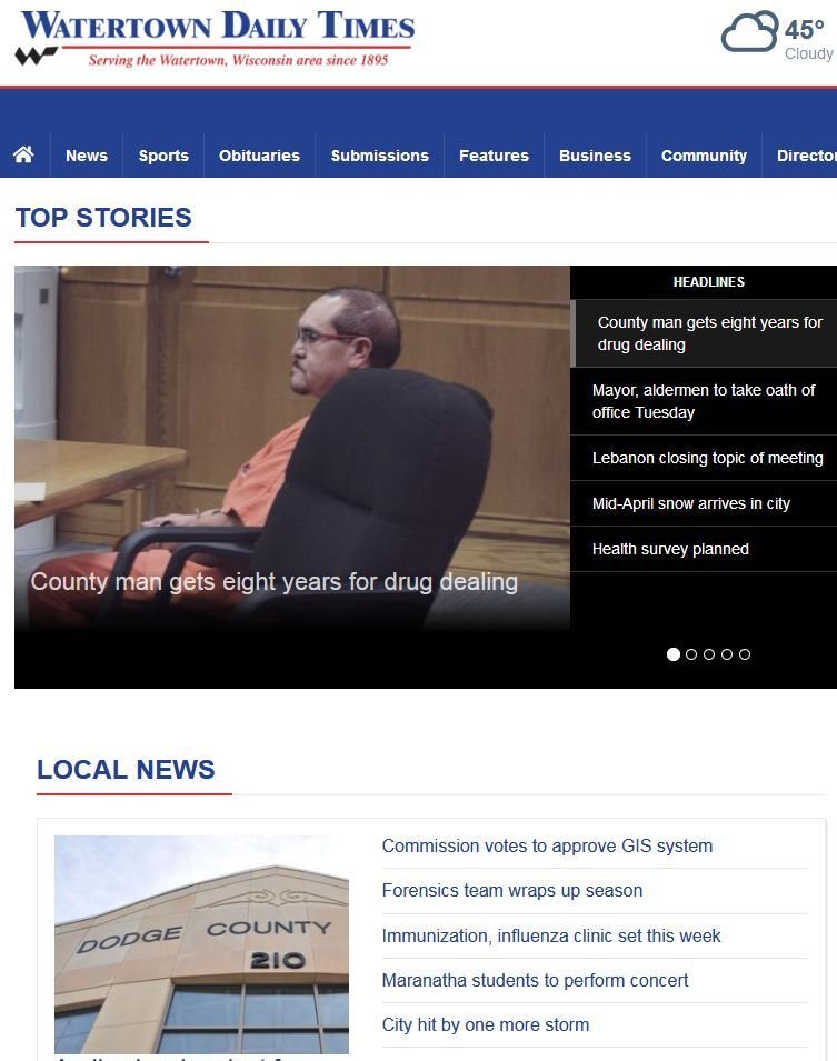 Water town Daily Times news live